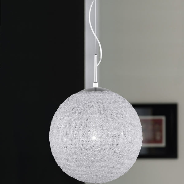 Lampadario moderno a sfera Ø 40cm con fili acrilici intrecciati