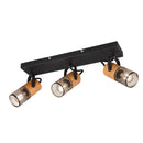faretto tosh 3 luci legno e metallo nero con gabbia stile vintage