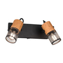 faretto tosh 2 luci legno e gabbia metallo nero stile vintage E14