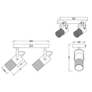 applique plafoniera tosh 2 luci stile vintage legno e metallo nero