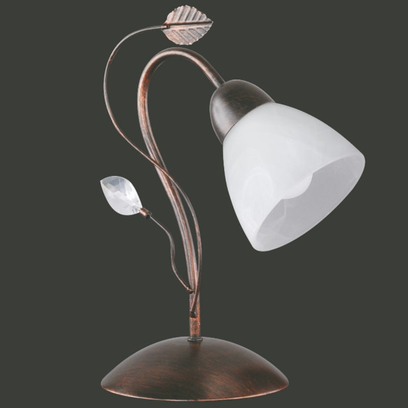 Traditio 500700128 - Lampada da tavolo rustica decoro floreale, finitura ruggine corten