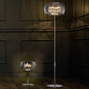 Lampada da terra Vapore stile barocco cromato con pendagli in vetro