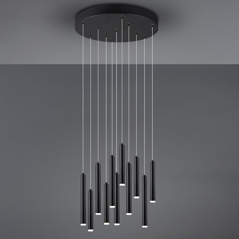 Tubular 321691132 - Lampadario moderno nero a tubi LED 11 luci, 3 intensità luminose