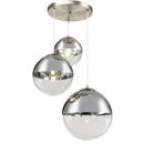 Lampadario moderno Varus in metallo cromato e vetro trasparente