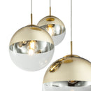 Sospensione Varus diametro 51 cm con tre sfere in vetro trasparente e oro