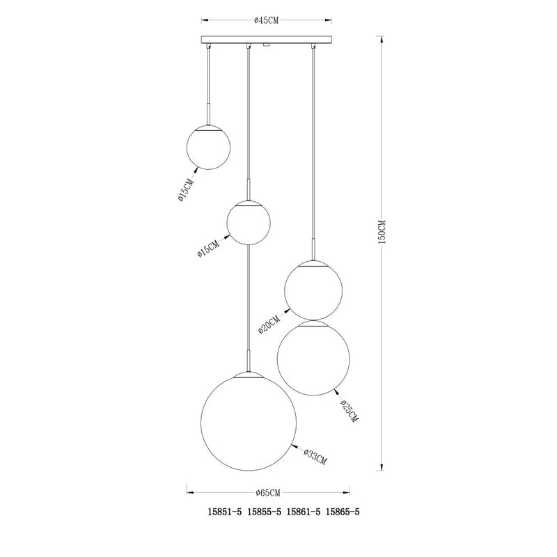 Sospensione 5 Luci Varus | Lampadario Moderno | Globo Lighting