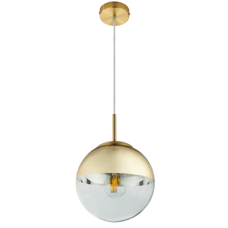 Varus - Lampadario moderno a sospensione, sfera in vetro Ø 20cm con calotta oro