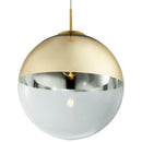 Sospensione Varus Ø33 con sfera in vetro trasparente e finitura oro lucido per cucine ed interni sofisticati