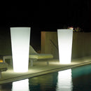 vaso luminoso geco da giardino cilindrico bianco con luce interna