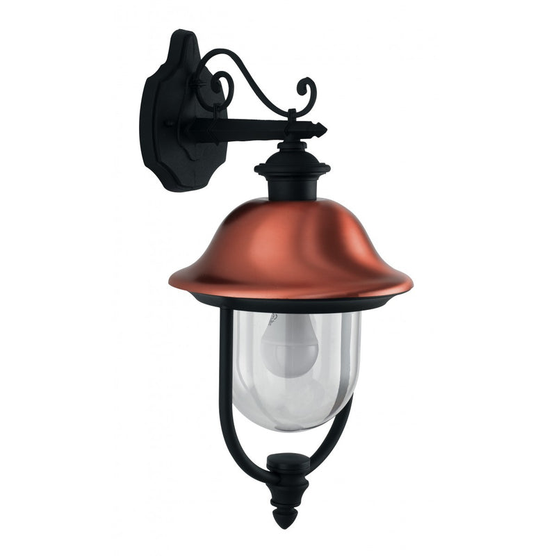 Venezia - Lampada a lanterna da esterno v/basso, con piattello in rame, IP44